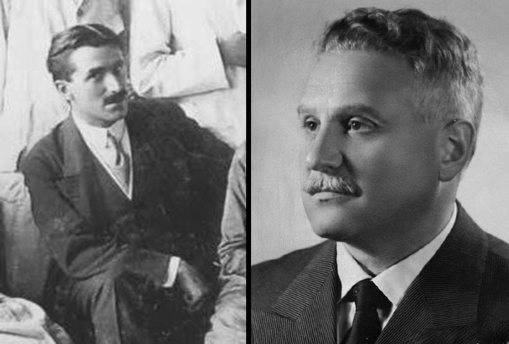 Figure 2 — Ugo Cerletti (1877–1963) and his younger colleague Lucio Bini (1908–1964); Cerletti conceived the approach, Bini built and patented the instrument that realised it.