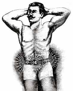 Figure 3 — A Sears, Roebuck & Co. catalogue page (c. 1900) advertising the "Giant Power" Heidelberg Electric Belt, listing its graded "power" and the long menu of complaints it claimed to relieve.