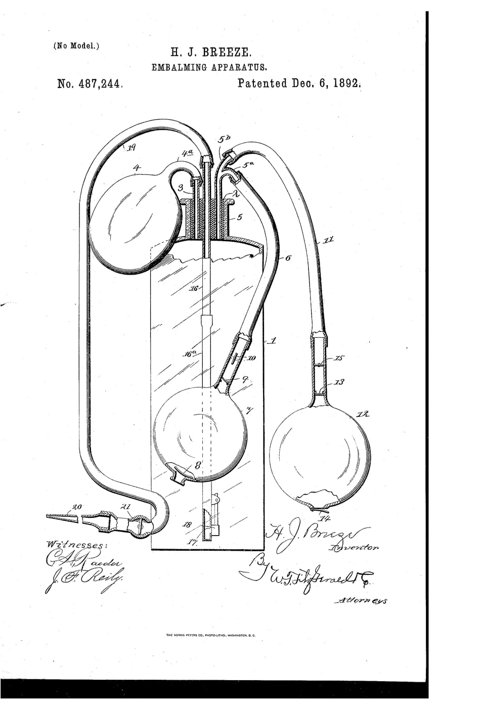 Figure 3 — A trade-catalog engraving of a gravity injection outfit — reservoir, stand, tubing, stopcock, and arterial tubes shown as a complete set as originally sold. Catalog plates are often the only record…