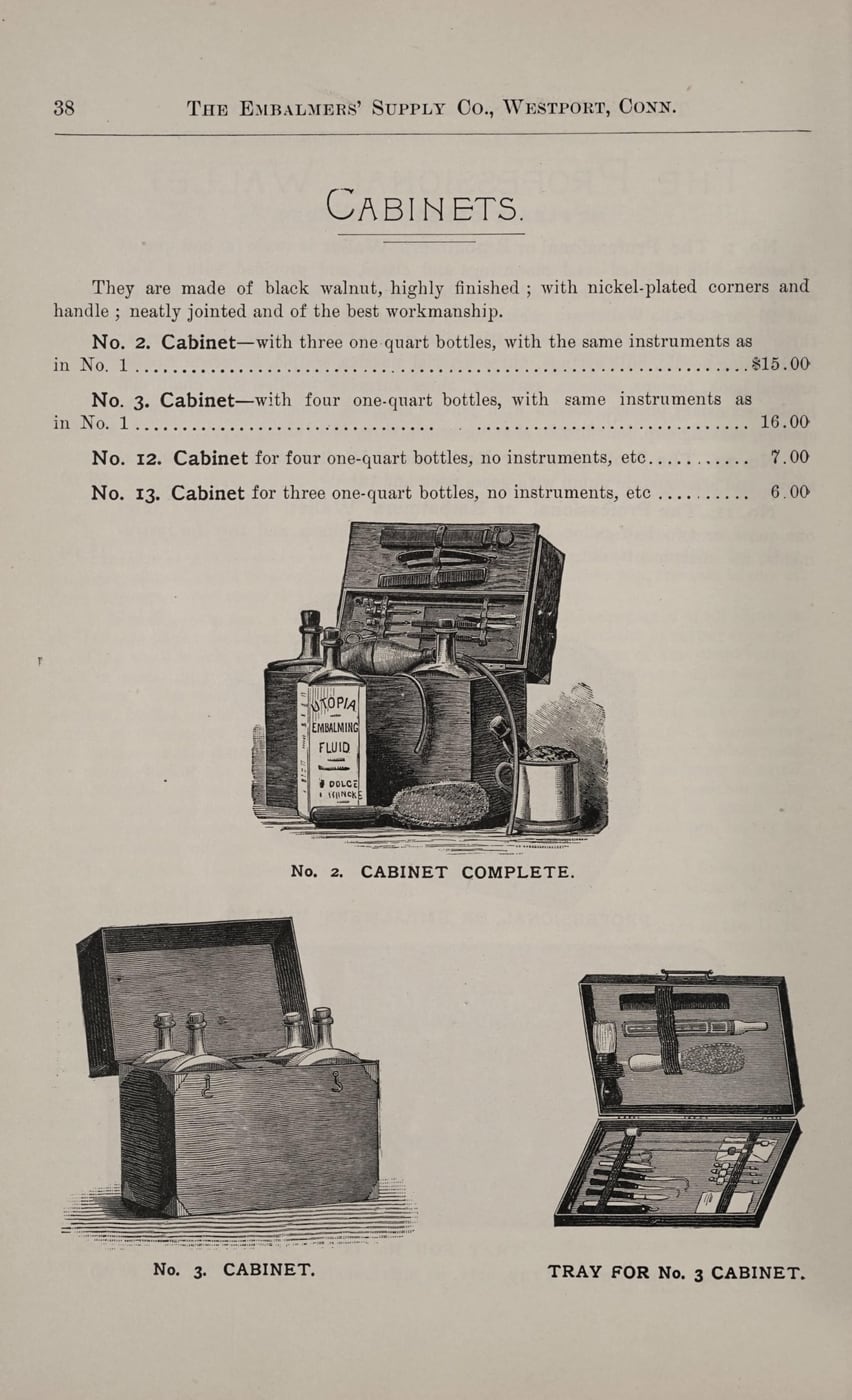 Figure 3 — A trade-catalogue plate of manual injecting apparatus — hand pumps, bulb outfits, cannulas and goosenecks — of the kind used to attribute and date a loose instrument by matching its form to the page.