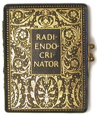 Figure 3 — The Radiendocrinator in its velvet-lined leatherette case: a gold-plated holder for radium-impregnated paper, sold by William Bailey's American Endocrine Laboratories to be worn against the endocri…