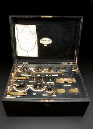 Figure 3 — A Ruth Drown radionic instrument, its panel crowded with tuning dials, of the type she claimed could diagnose and photograph a patient's organs from a dried blood spot.