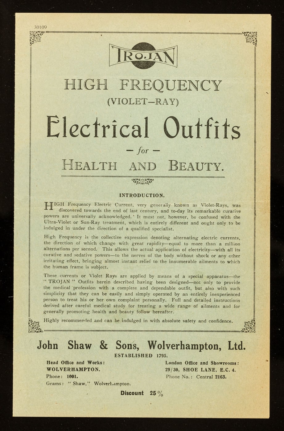 Figure 3 — A period advertisement selling the violet-ray "health generator" for home use, promising relief from a long list of complaints.
